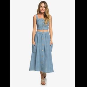 Roxy Feather Dance Midi Buttoned Skirt NWT